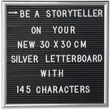 Relaxdays Letterboard 30 x 30 cm Schwarz/Silber