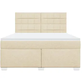 vidaXL Boxspringbett mit Matratze Creme 180x200 cm Stoff