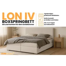dein schlaf 24 BOXBETT LON IV 160/200 in Cord Ecru H3 - Naturbelassen