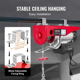 Vevor Seilwinde Metall 125-250kg Hubhöhe 12m rot/silber