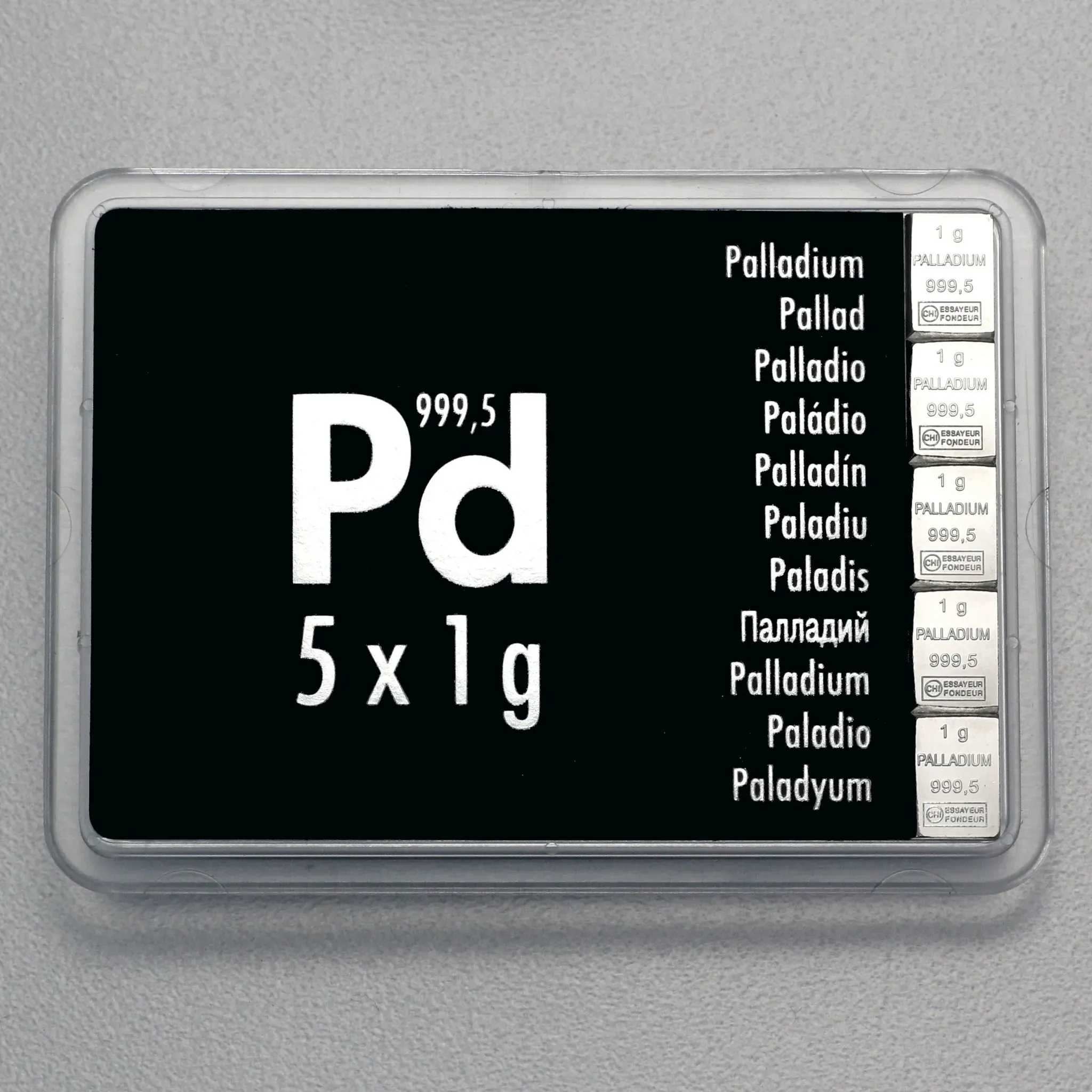 Palladiumtafel (5x 1g Feinpalladium) 