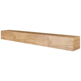 Planetmöbel West TV-Schrank, Fernsehtisch 280 cm lang, TV-Board hängend oder stehend, Fernsehschrank für Wohnzimmer, 2X TV Möbel 37,8 x 140 x 30 cm, Gold Eiche