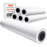 Vevor Großformatpapier Plotterpapier 45,7 m x 61 cm 6 Rollen CAD-Bond-Rollen mit 50,8 mm Kern, Zeichenrollen für CAD-Zeichnungen, technische Pläne, GIS-Karten und Architekturentwürfe