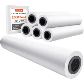 Vevor Großformatpapier Plotterpapier 45,7 m x 61 cm 6 Rollen CAD-Bond-Rollen mit 50,8 mm Kern, Zeichenrollen für CAD-Zeichnungen, technische Pläne, GIS-Karten und Architekturentwürfe