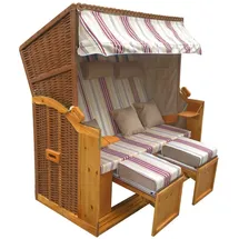 Brast Xxl Strandkorb 3-sitzer Usedom rot/beige gestreift