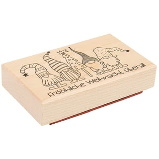 Rayher Stempel Holz "Es wichtelt", x 10 cm, Motivstempel Holz, Holzstempel, Weihnachtsstempel, Butterer Stempel, 29224000