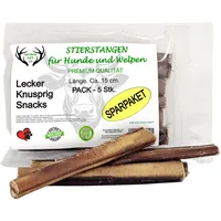 ARTISAN GIFT CO Ochsenziemer für Hunde - 100% Trockenfleisch Hundeleckerlis, geeignet für die Barf-Diät - Ochsenziemer Hunde - Bullensticks (15cm) - Sparpaket 5 st.