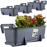 KADAX Blumenkasten-Set, Balkonkasten Set aus Kunststoff, Pflanzkasten für Blumen und Kräuter, Widers - KADAX