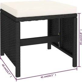 vidaXL Garten-Essgruppe mit Auflagen Polyrattan 6-tlg. schwarz