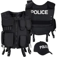 Black Snake SWAT FBI SECURITY POLICE Agenten Kostüm Einsatzweste und Baseball Cap (POLICE, XL/XXL) - XL-XXL