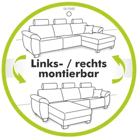 Jockenhöfer Eckcouch U-Form Microfaser 3-Sitzer Grün