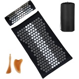 BULZEU Akupressurmatte mit Kissen, Akupressur Set gegen Nacken und Rückenschmerzen, Akupunkturmatte Acupressure Mat Massagematte zur Wohltuenden Entspannung und Massage(B)