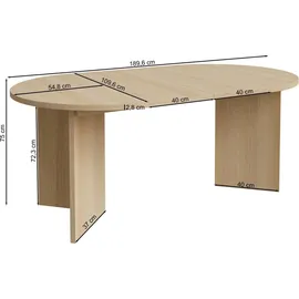 Selsey Ovo – Ausziehbarer Esstisch, rund, 110–190 x 110 cm, Holzoptik Esche Portland