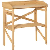 Outsunny Pflanztisch mit Ablagefläche 80x40x84cm, Blumentisch aus Holz in Hellbraun, ideal für Garten & Balkon Aosom.de