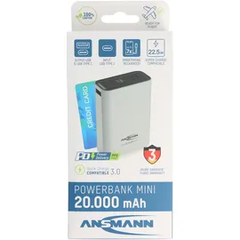 Ansmann Powerbank PB222PD 20.000mAh, schnellladefähig, ultrakompakt und leicht, weiß