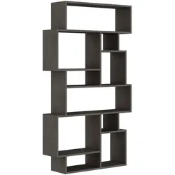 Bücherregal DECORTIE "Karmato Bücherregal", retrograu, B:96cm H:168,5cm T:25,5cm, Spanplatte, Regale, Leichte Montage, Lagerung, Platzsparend