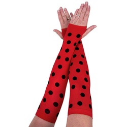 Metamorph Kostüm Fingerlose Marienkäfer-Handschuhe, Lange Handschuhe ohne Finger im Käfer-Look rot