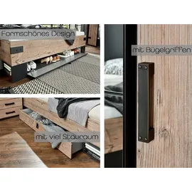 WIMEX Schwebetürenschrank Stockholm 270 x 208 x 65 cm Grau/Schwarz/Silber