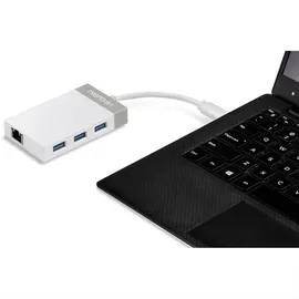 TRENDNET TUC-ETGH3 3 Port USB-Kombi-Hub Grau