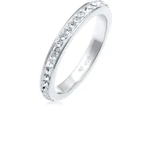 Elli Fingerring ELLI "Bandring 925 Silber vergoldet, mit Kristallen von Swarovski" Gr. 54, weiß, Fingerringe, Damen, 54mm,mit Steinen, Silber 925 (Sterlingsilber), 2,5mm, Fingerring