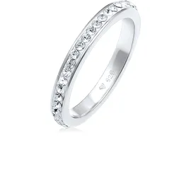 Elli Fingerring ELLI "Bandring 925 Silber vergoldet, mit Kristallen von Swarovski" Gr. 54, weiß, Fingerringe, Damen, 54mm,mit Steinen, Silber 925 (Sterlingsilber), 2,5mm, Fingerring
