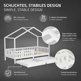 ML-Design Hausbett 90 x 200 cm Kiefer weiß