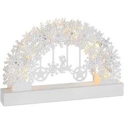 Monzana Schwibbogen Schneeflocken Holz Weiß LED Beleuchtet Weihnachten Deko Weihnachtsbogen Lichterbogen