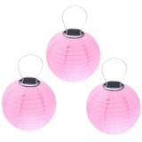 Youning Lampions Solar Außen Wetterfest 30cm Solar Lampion Outdoor Solar LED Laterne Hängende Wasserdicht Nylon Gartenlampions Außenlaternen Solarlampions für außen (3PCS Rosa)