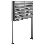 AL Briefkastensysteme 11 Fach Premium Edelstahl Stand Briefkasten Anlage für Post A4 modern, robust, wetterfest, Artikelnummer: 132V11S2