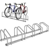 Ansobea Fahrradständer für 5 Fahrräder 35-55 mm Reifenbreite,Fahrradständer Boden,Fahrrad Ständer Einfache Montage Fahrradständer Stahl Verzinkt,Radständer 130x32x26cm Silber