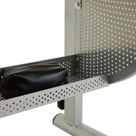 CARO-Möbel Kinderschreibtisch Sari höhenverstellbar in weiß/alu, Schreibtisch für Kinder neigbar mit Rille für Stifte, Schülerschreibtisch mit Ablage und... Rucksackhalterung