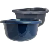 Sustania 2er Schüssel-Set Mix 20L - Große Rührschüsseln Ø45cm - Made in EU - Spülmaschinenfest - Grau/Blau