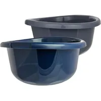 Sustania 2er Schüssel-Set Mix 20L - Große Rührschüsseln Ø45cm - Made in EU - Spülmaschinenfest - Grau/Blau