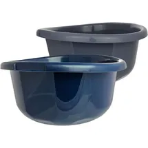 Sustania 2er Schüssel-Set Mix 20L - Große Rührschüsseln Ø45cm - Made in EU - Spülmaschinenfest - Grau/Blau