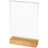 HMF 46942 Acryl Tischaufsteller mit Holzfuß DIN A5 Hochformat, Glasklar