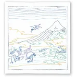 OM System Olympus Thread Sashiko Stickpackung Hana Fukin Hokusai Katsushika Serie Umezawa Hamlet-Felder in der Provinz Sagami Stoff bedruckt, Multifarbig