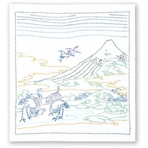 OM System Olympus Thread Sashiko Stickpackung Hana Fukin Hokusai Katsushika Serie Umezawa Hamlet-Felder in der Provinz Sagami Stoff bedruckt, Multifarbig