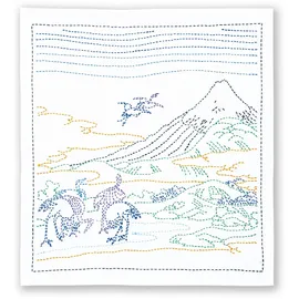 OM System Olympus Thread Sashiko Stickpackung Hana Fukin Hokusai Katsushika Serie Umezawa Hamlet-Felder in der Provinz Sagami Stoff bedruckt, Multifarbig