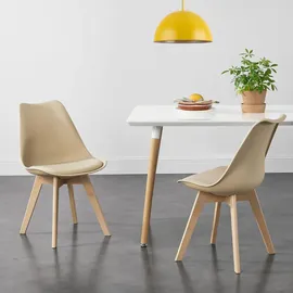 [en.casa] 2er-Set Esszimmerstuhl Fläten Beige