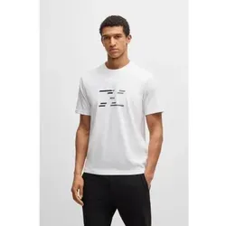 BOSS für Herren. 50530997 Band T-shirt weiß (L), Lässig, Baumwolle, Kurzarm