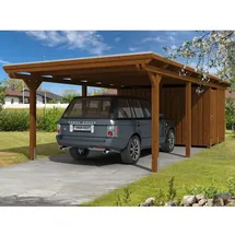 SKANHOLZ Carport Emsland 4,04 x 8,46 m nussbaum mit Abstellraum