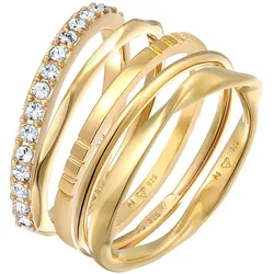 Elli Stapelringe Bandringe Kristalle 5er Set 925 Silber 56 Damen 