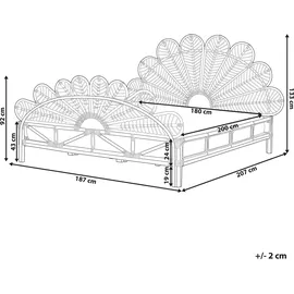 Beliani Bett Rattan Hellbraun Naturmaterialien, 180x200 cm