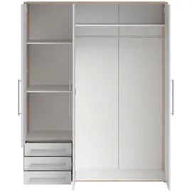 Livetastic Kleiderschrank Lyss Eiche San-Remo Nachbildung weiß B/H/T: ca. 155x194x58 cm, - Eiche, weiß