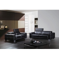 JVmoebel Sofa Ledersofa Couch Wohnlandschaft 3+2 Sitzer Garnitur Design Modern Sofa, Made in Europe schwarz