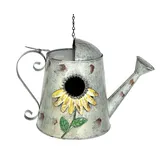 DanDiBo Ambiente Vogelhaus Zum Aufhängen Metall Deko Gießkanne Wetterfest Nistkasten Futterstation Für Vögel Shabby Mit Kette Metallkanne Kanne Balkon - Dandibo