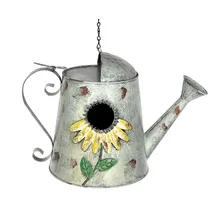 DanDiBo Ambiente Vogelhaus Zum Aufhängen Metall Deko Gießkanne Wetterfest Nistkasten Futterstation Für Vögel Shabby Mit Kette Metallkanne Kanne Balkon - Dandibo