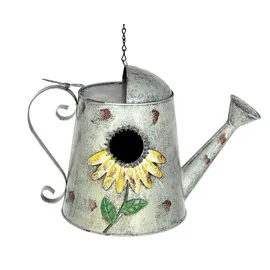 DanDiBo Ambiente Vogelhaus Zum Aufhängen Metall Deko Gießkanne Wetterfest Nistkasten Futterstation Für Vögel Shabby Mit Kette Metallkanne Kanne Balkon - Dandibo