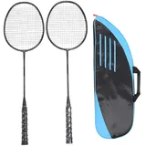 Robustes Badmintonschläger-Set aus Carbon-Aluminium, Leichte, Einteilige Schläger mit Tragetasche für Verbessertes Spielerlebnis für 2 Spieler (schwarzes Gold)