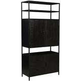 Mango Holz massiv Stahl Design Schrank Kala Schwarz Massivholz 100 cm x 200 cm